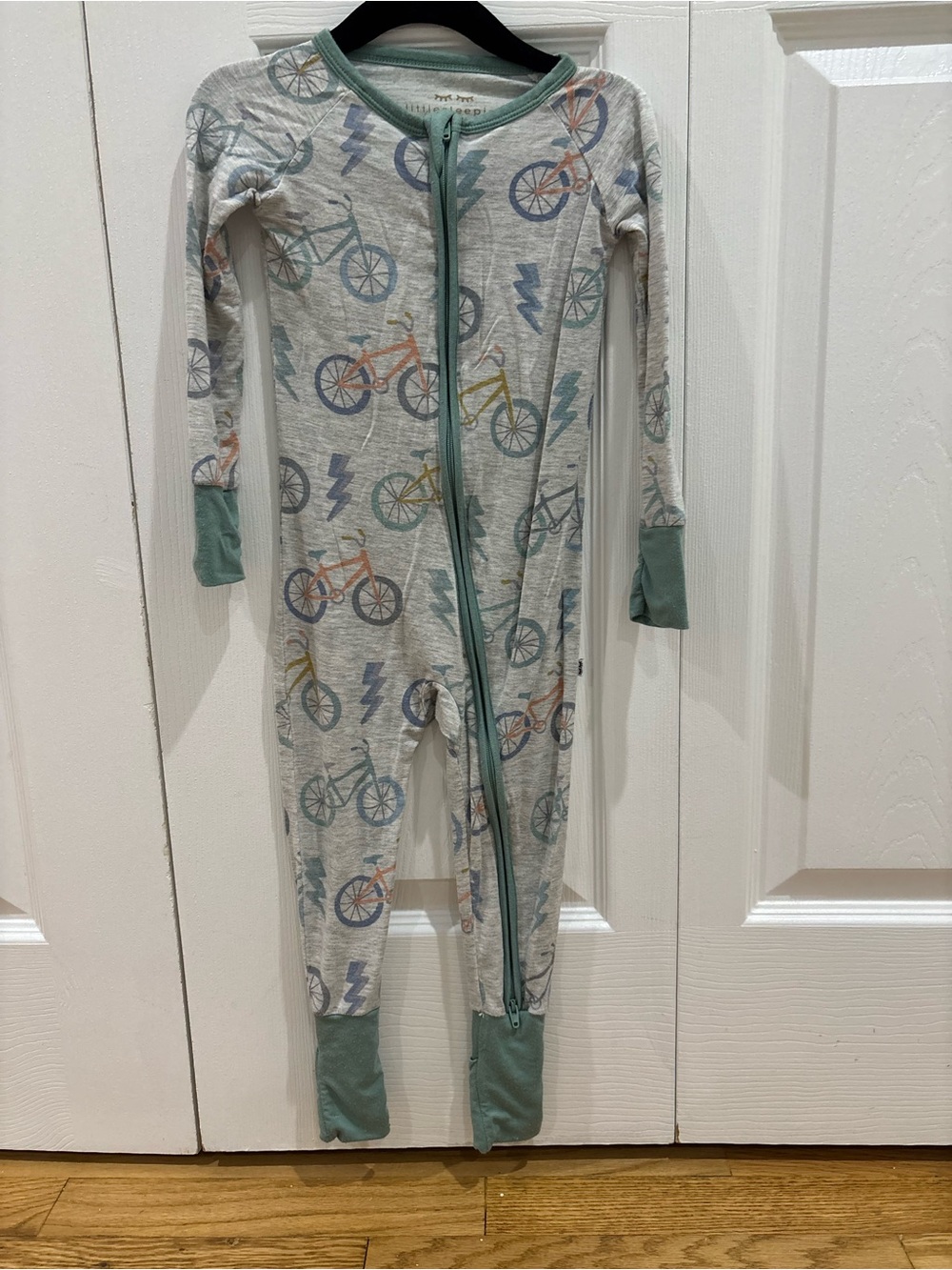 Little Sleepies Bicycle Lightning Bolt Bamboo Zip Onesie